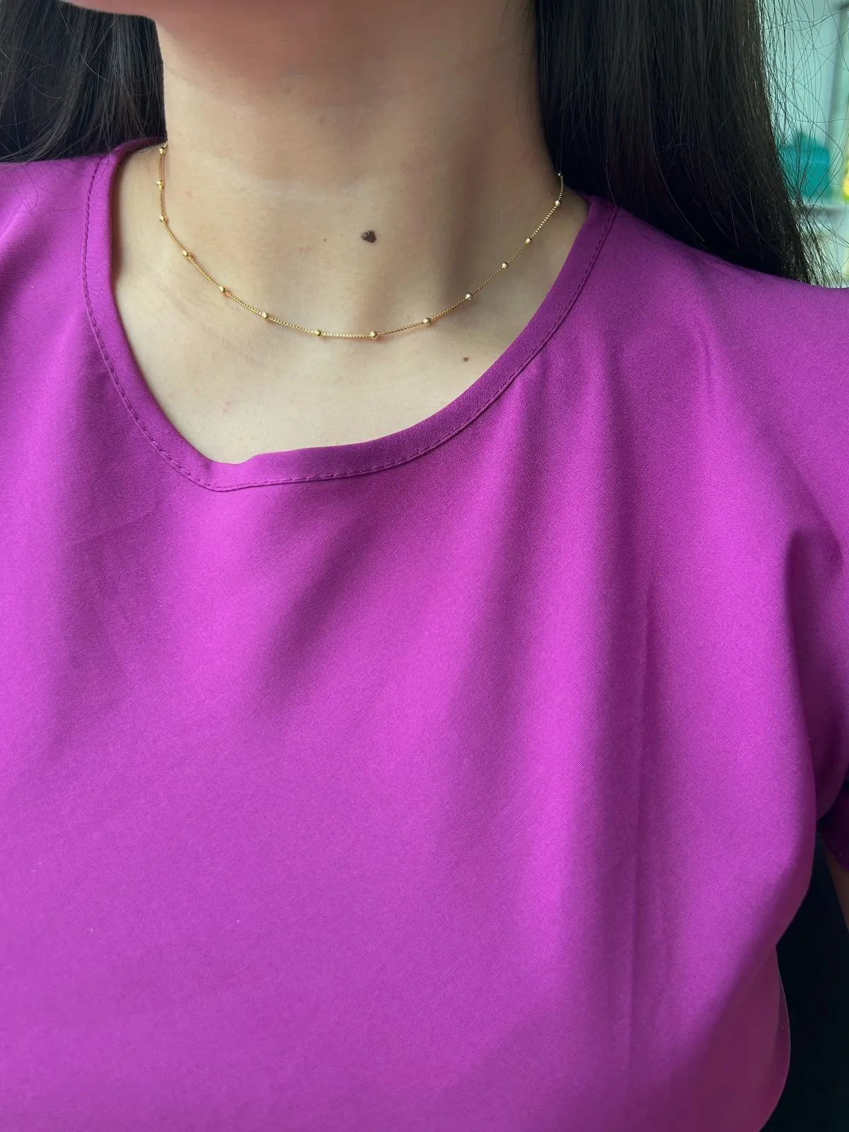 Choker de bolinhas. 35cm de comprimento + 10cm de extensor. Banhado a ouro 18K