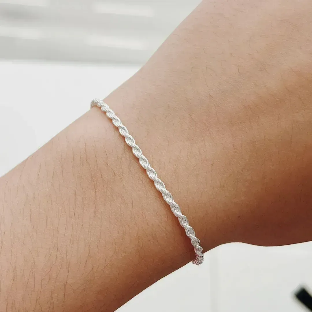 PULSEIRA CORDÃO BAIANO 2MM. 18,5CM DE COMPRIMENTO. EM PRATA 925.