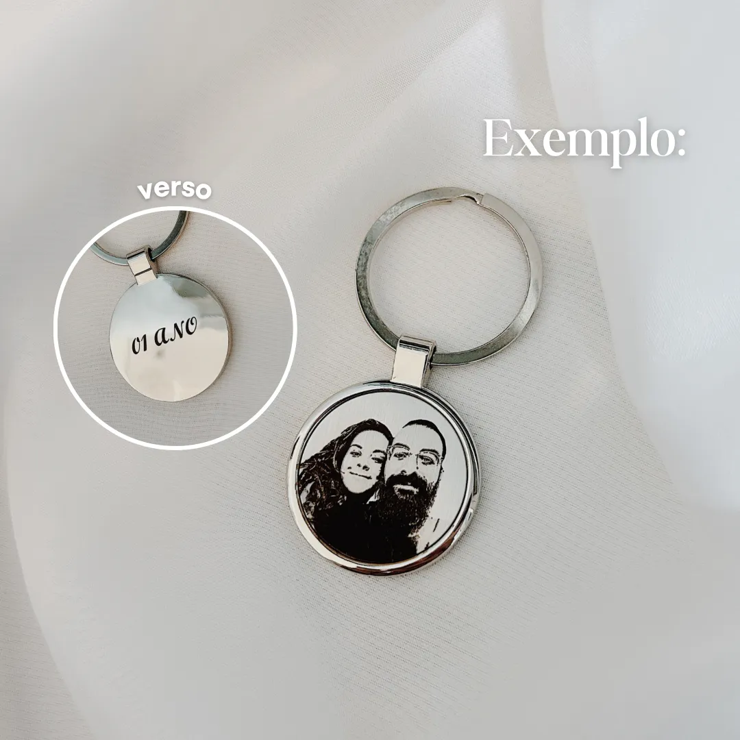 CHAVEIRO PERSONALIZADO EM AÇO INOX. 30MM DE DIÂMETRO.