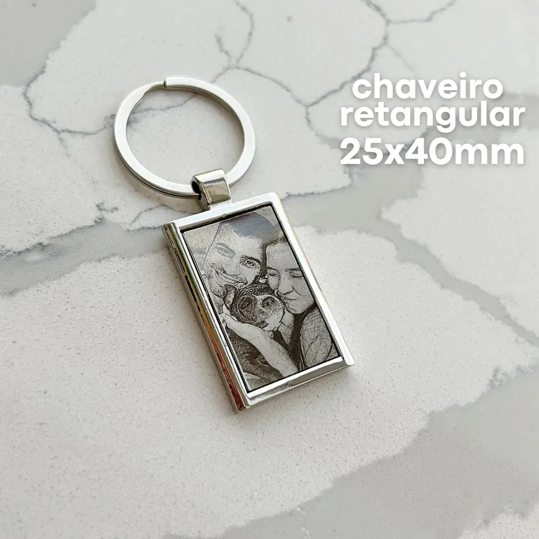 CHAVEIRO PERSONALIZADO RETANGULAR EM AÇO INOX. 25MM X40MM .